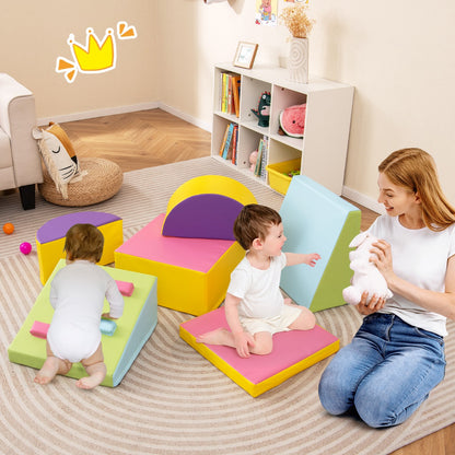 6 Pieces Foam Climbing Blocks with Hook and Loop Fasteners Activity Play Set for Climbing and Crawling Gift for 1 Year Old and Up Colorful