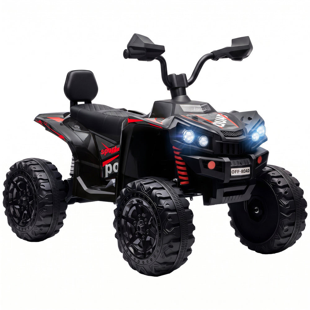 AIYAPLAY 24V 2 Seater Electric Quad Bike for Kids, Ride On Car ATV Toy w/ Forward Backward, for Boys Girls 3-8 Years, Black