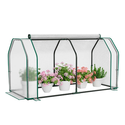 Portable Mini Greenhouse with Roll-Up Zippered Door