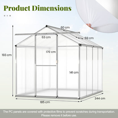 185 x 185 cm/244 x 185 cm Greenhouse Large Walk-in Green House-M
