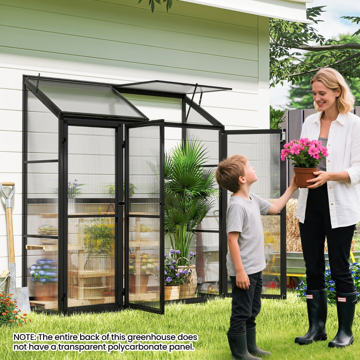 180 CM x 52 CM Greenhouse Walk-in Greenhouse with Lockable Doors-Black