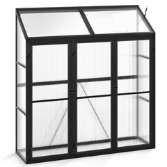 180 CM x 52 CM Greenhouse Walk-in Greenhouse with Lockable Doors-Black