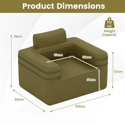 Inflatable Camping Chair Portable Sofa Chair with Built-in Air Pump-Green