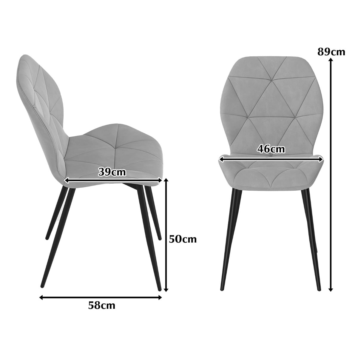Upholstered Dining Chair Set of 4 with Ergonomic Backrest and Curved Seat-Grey