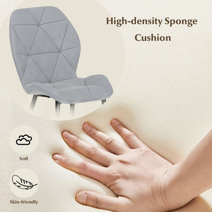 Upholstered Dining Chair Set of 4 with Ergonomic Backrest and Curved Seat-Grey