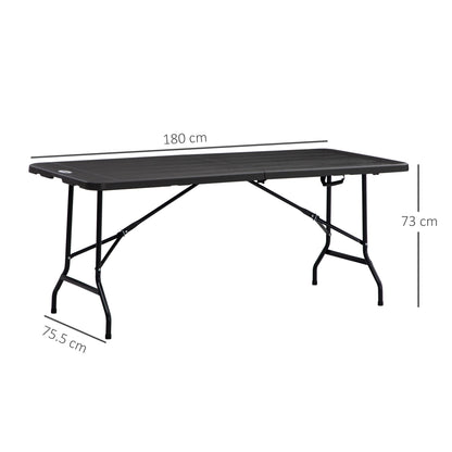 Outsunny Folding Garden Dining Table for 6, Rectangular Outdoor Dining Table with HDPE Tabletop, Foldable Garden Table with Steel Frame for Balcony, Porch, Charcoal Grey