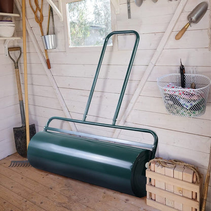 63L Heavy-Duty Garden Grass Roller with U-shaped Handle-Green