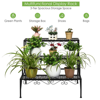 3-Tier Metal Plant Stand for Patio & Garden & Balcony