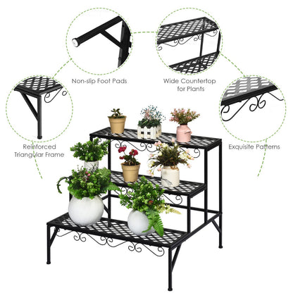 3-Tier Metal Plant Stand for Patio & Garden & Balcony