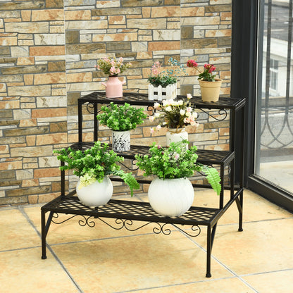 3-Tier Metal Plant Stand for Patio & Garden & Balcony