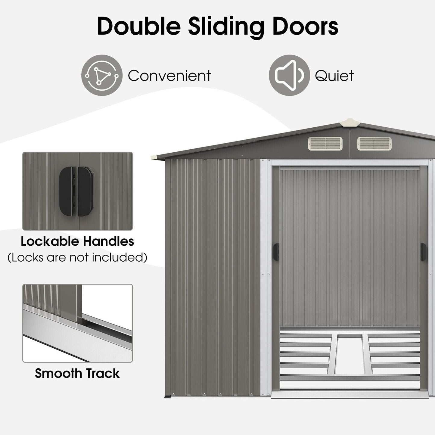 Outdoor Storage Shed with Foundation for Garden Yard-Dark Grey
