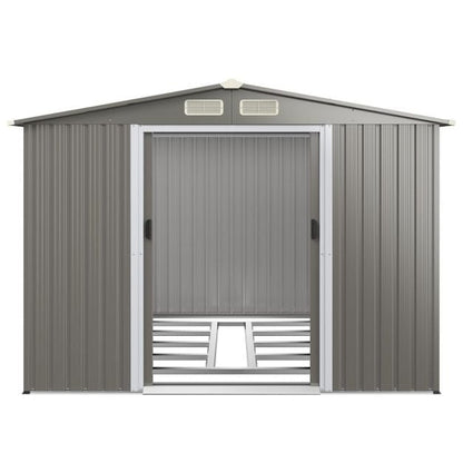 Outdoor Storage Shed with Foundation for Garden Yard-Light Grey