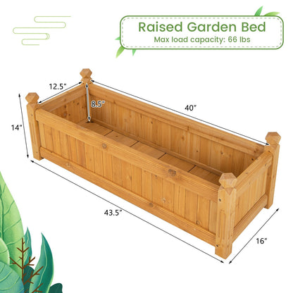 Wooden Raised Garden Bed with Drainage System for Garden