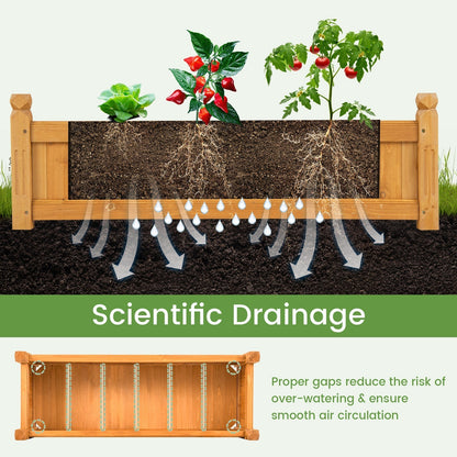 Wooden Raised Garden Bed with Drainage System for Garden