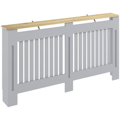 HOMCOM Slatted Radiator Cover, Painted Cabinet with Line Grill Design, 152L Ã 19W Ã 81H cm, Grey
