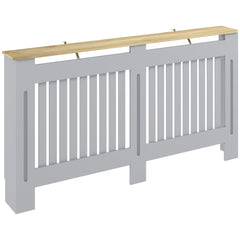 HOMCOM Slatted Radiator Cover, Painted Cabinet with Line Grill Design, 152L Ã 19W Ã 81H cm, Grey
