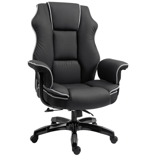 Vinsetto Faux Leather Executive Office Chair, with Contrast Piping - Black/White