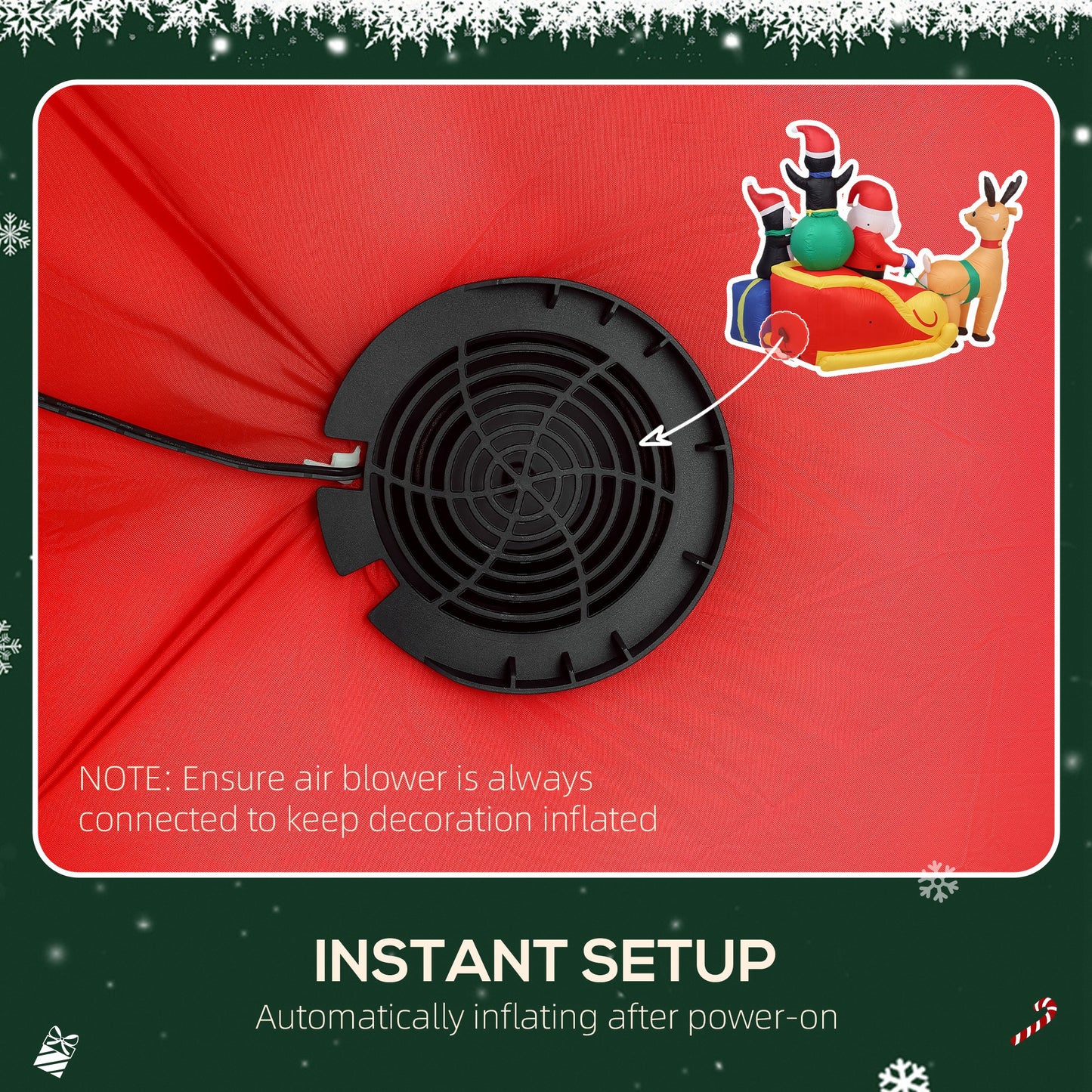 Outsunny 6ft Inflatable Santa Sleigh Decoration, with Accessories