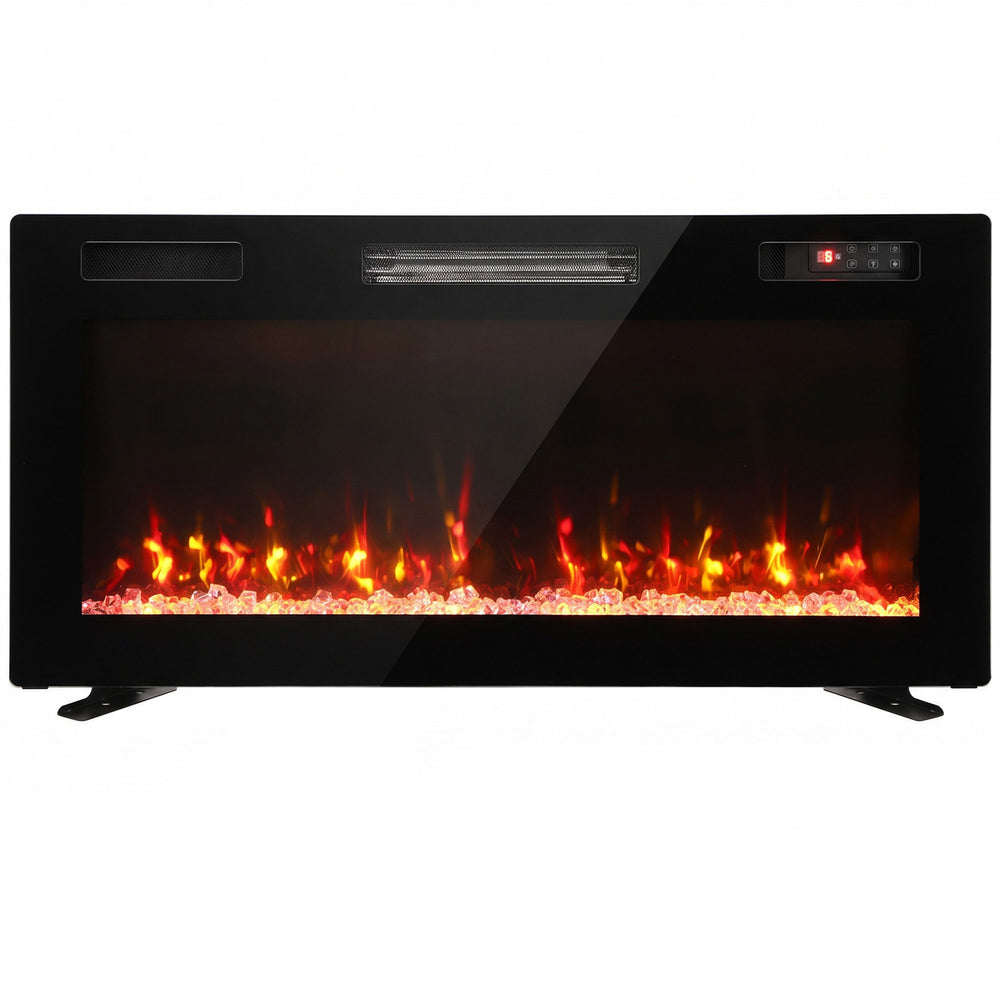 HOMCOM Ultra-Thin Electric Fire Wall Mounted/Recessed/Freestanding 92cm/36" Electric Fireplace with 12 Colours, 5 Brightness