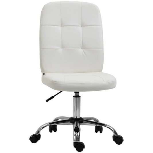 Vinsetto Armless Faux Leather Office Chair - White