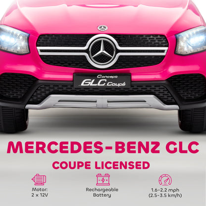 AIYAPLAY Mercedes-Benz GLC Licensed Kids Ride on Car with Remote Control, Soft Start, MP3, LED Headlights, Pink
