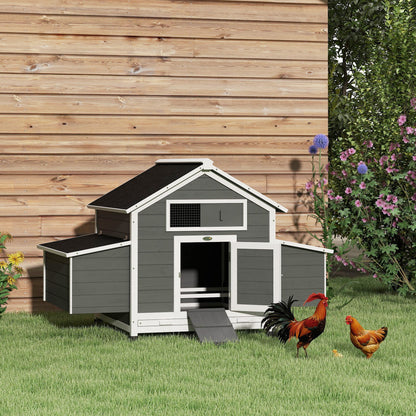 PawHut Chicken Coop, Wooden Outdoor Hen House with Nesting Box, Openable Waterproof Top, Pull-Out Tray, 150 x 100 x 97cm