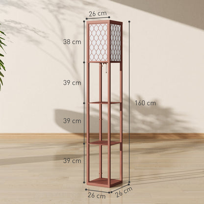 HOMCOM Three-Shelf Standing Lamp - Brown/White
