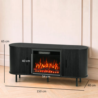 HOMCOM Electric Fireplace TV Stand for 70" TVs, 1800W Entertainment Center with Adjustable Flame Effect, Storage