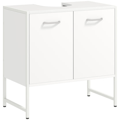 HOMCOM Bathroom Vanity Unit, Under Sink Storage Cabinet with Soft-Close Doors for Basin without or with Pedestal, White