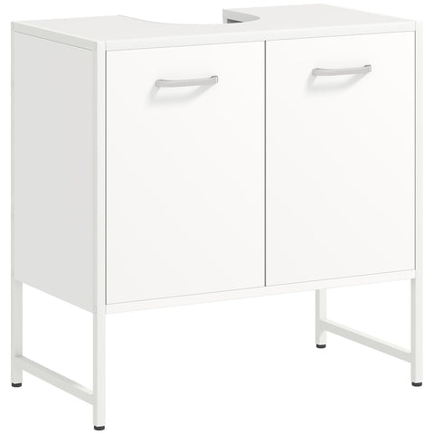 HOMCOM Bathroom Vanity Unit, Under Sink Storage Cabinet with Soft-Close Doors for Basin without or with Pedestal, White