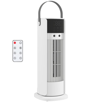 HOMCOM Tower Fan for Bedroom, 16 Inch Mist Desktop Fan with RGB Lights, 3 Speeds, 90Â° Oscillation, 10H Timer, for Home Office