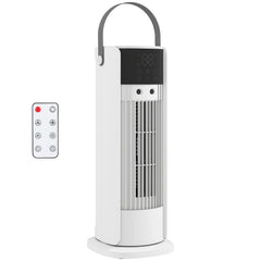 HOMCOM Tower Fan for Bedroom, 16 Inch Mist Desktop Fan with RGB Lights, 3 Speeds, 90Â° Oscillation, 10H Timer, for Home Office