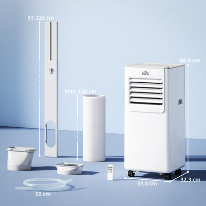 HOMCOM 7000 BTU Air Conditioning Unit, 3-in-1 Portable Air Conditioner, Dehumidifier, Cooling Fan with 2 Speeds, 24H Timer, Remote Control, LED Display, Window Venting Kit, 15mÂ²