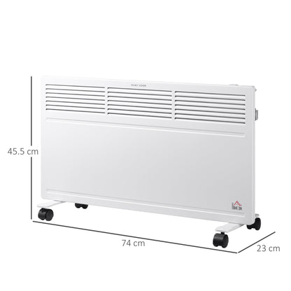 HOMCOM POWER Convector Radiator Freestanding or Wall-mounted Heating with 2 Heat Settings Safety Cut-Off, White