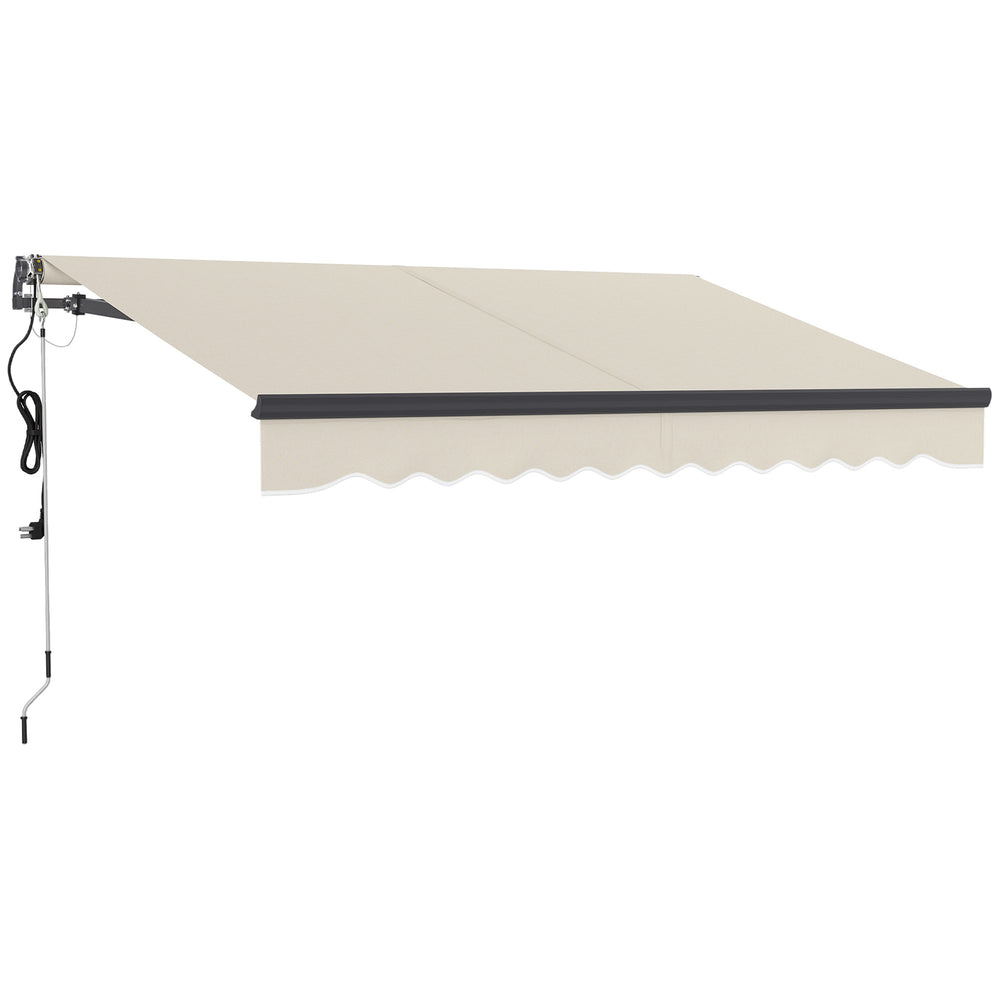 Outsunny 2.5 x 2m Electric Awning with Remote Controller, Aluminium Frame Retractable Awning, Beige