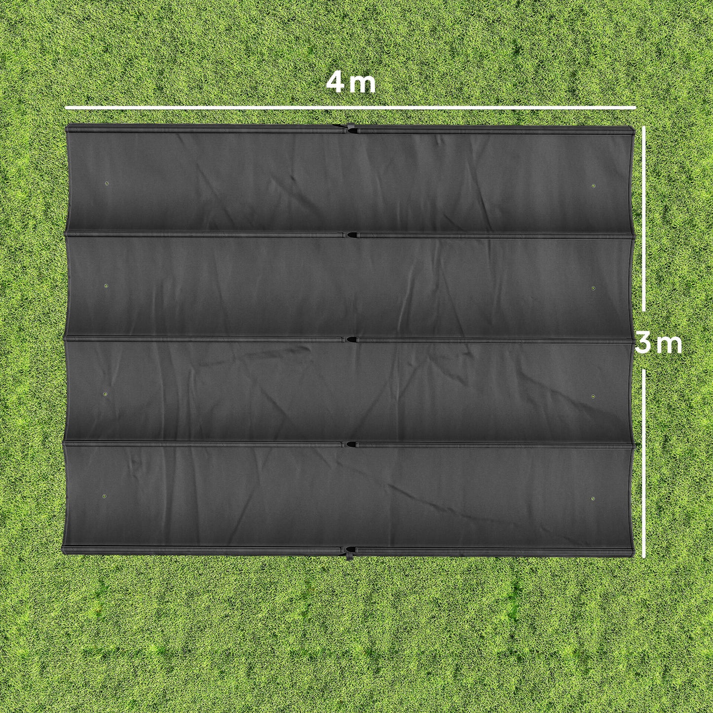 Outsunny Retractable Pergola Canopy Only, 3.92 x 3.5 m, UV30+ Replacement Canopy Cover for 4 x 3 m Pergola, Dark Grey