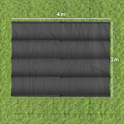 Outsunny Retractable Pergola Canopy Only, 3.92 x 3.5 m, UV30+ Replacement Canopy Cover for 4 x 3 m Pergola, Dark Grey