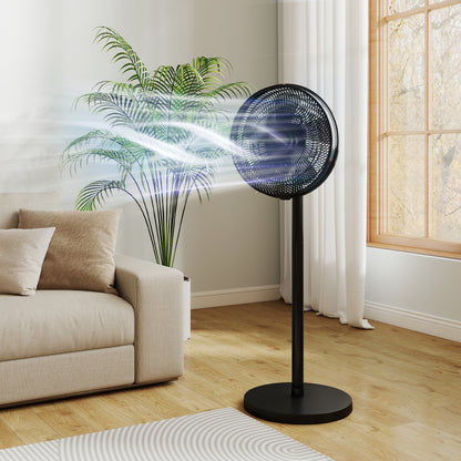 HOMCOM 40 cm Standing Fan, Cooling Floor Fan with 80 degrees Oscillating, Adjustable Tilt and Height, 4 Speed, Remote Control, Black