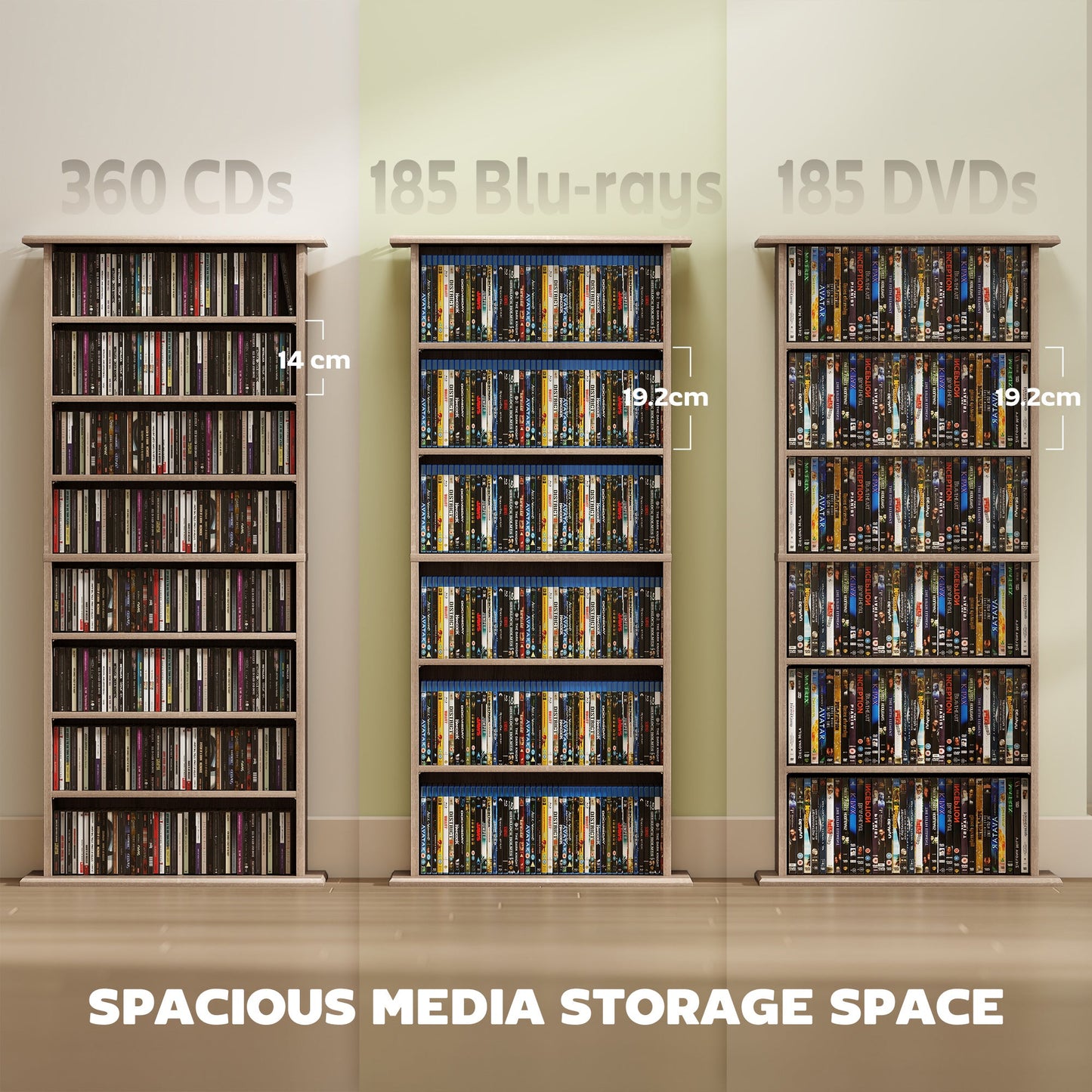 HOMCOM 360 CD Storage Unit - Natural Wood Finish