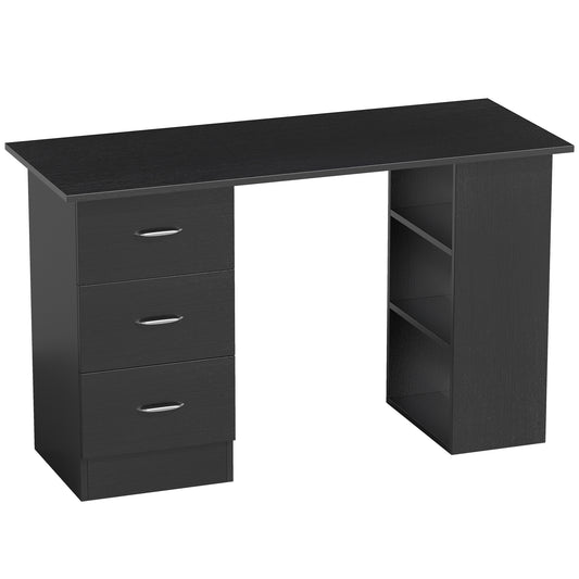 HOMCOM Computer Desk with Drawers, Home Office Desk, Writing Table, PC Workstation with 3 Storage Shelves for Working, Study, 120 x 49 x 72 cm, Black