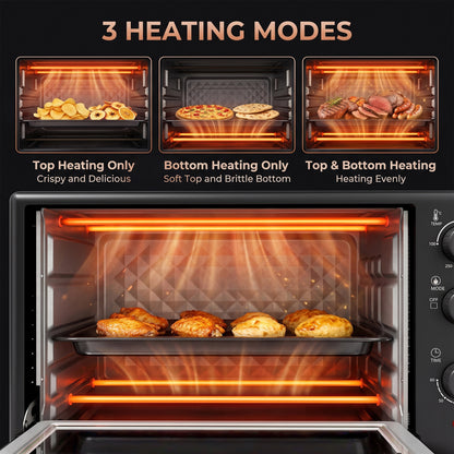 HOMCOM 30 L Mini Oven, Countertop Electric Cooker & Grill for Roasting, Baking, Grilling with Adjustable Temperature, Black