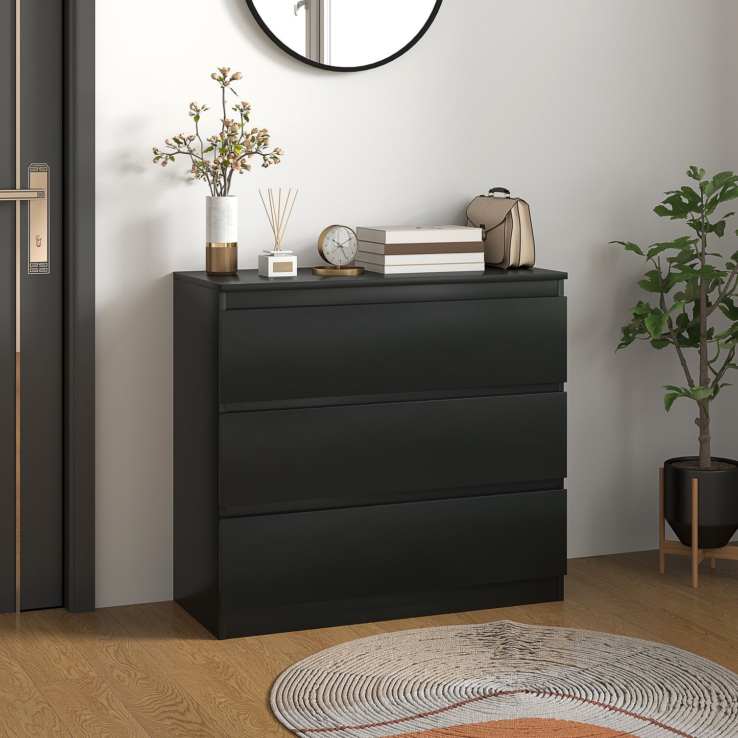 HOMCOM Chest of Three Drawers - Black