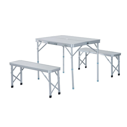 Outsunny 3 pcs Picnic Table Bench Set, Foldable, Aluminum Alloy