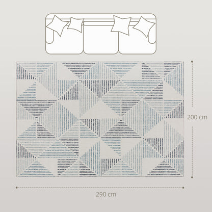 HOMCOM Modern Area Rug, Geometric Pattern Non-Slip Washable Rug, Soft Floor Carpet for Living Room, Bedroom, Dining Room, Home Office, 290 x 200 cm, Multi-Coloured