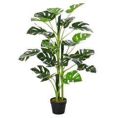 Outsunny 100cm/3.3FT Artificial Monstera Tree Decorative Cheese Plant 21 Leaves with Nursery Pot, Fake Tropical Palm Tree for Indoor DÃ©cor