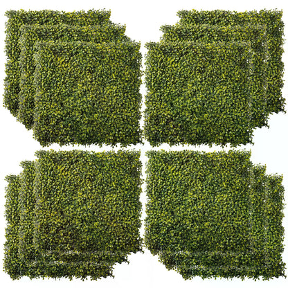 Outsunny 12PCS Artificial Boxwood Wall Panels 50cm x 50cm Grass Privacy Fence Screen Faux Hedge Greenery Backdrop Encrypted Milan Grass for Home Garden Backyard Balcony