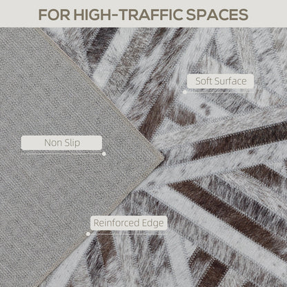 HOMCOM Modern Area Rug, Triangle Pattern Non-Slip Washable Rug, Chenille Floor Carpet for Living Room, Bedroom, Dining Room, Home Office, 170 x 120 cm, Brown