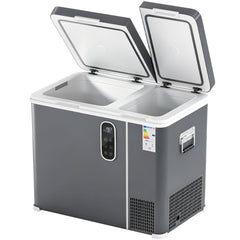 Outsunny 55L Compressor Car Fridge Freezer, Dual Zone Camping Refrigerator with App Control, Grey