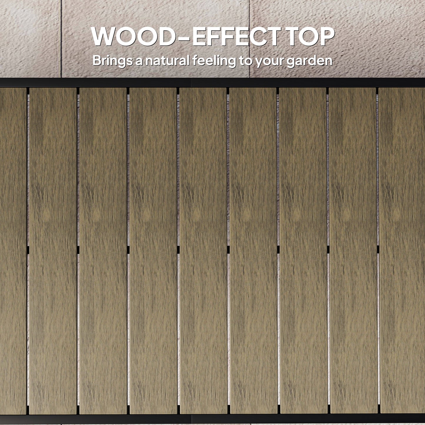 Outsunny Aluminium Outdoor Garden Dining Table for 8 People, Faux Wood Top, for Garden, Patio, 190 x 90 x 74cm, Brown