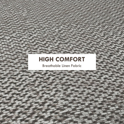 HOMCOM Round Linen-Look Storage Ottoman - Light Grey